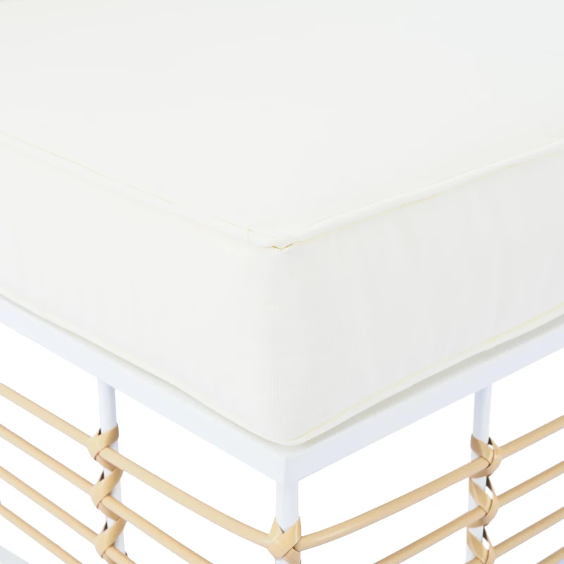 All-Weather 7-Piece Patio Sectional with Cushions & Coffee Table, Metal Furniture with Modular Design for Garden, 25" L x 25" W x 24" H, White