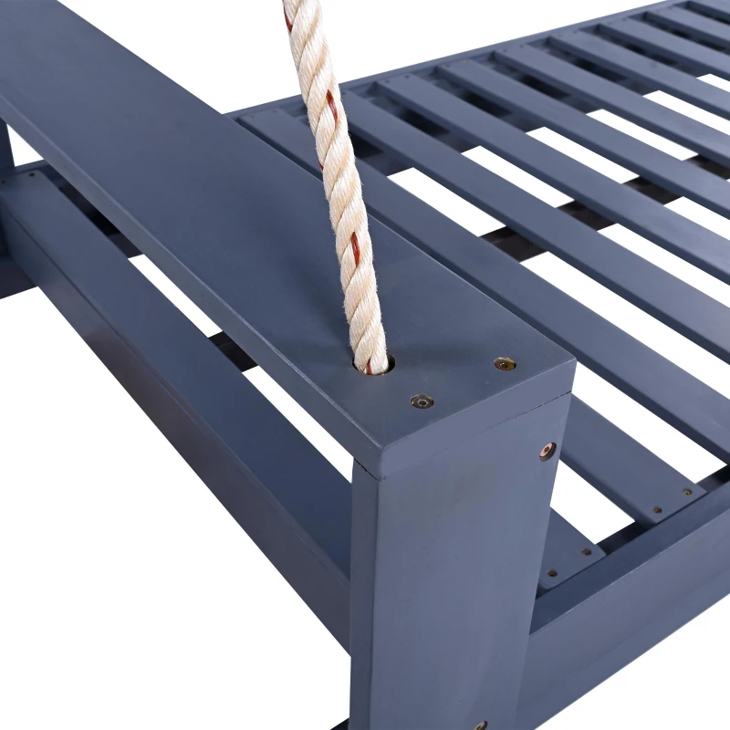 Twin Size Outdoor Porch Swing Bed with 400 LBS Capacity, Acacia Wood Swing Frame for Garden & Patio, 86'' L x 41.5'' W x 17.5'' H, Gray