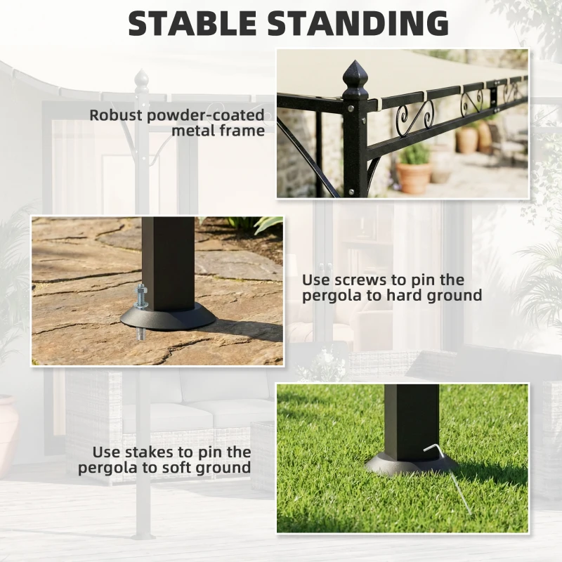 Outsunny 11.5' x 8.2' Outdoor Pergola, Wall Mounted Lean to Pergola with Metal Frame, UPF30+, Garden Gazebo