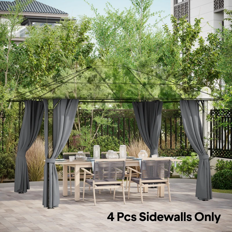 Outsunny 9.84' x 11.8' Gazebo Sidewall Set with Hooks/C-Rings, Gray
