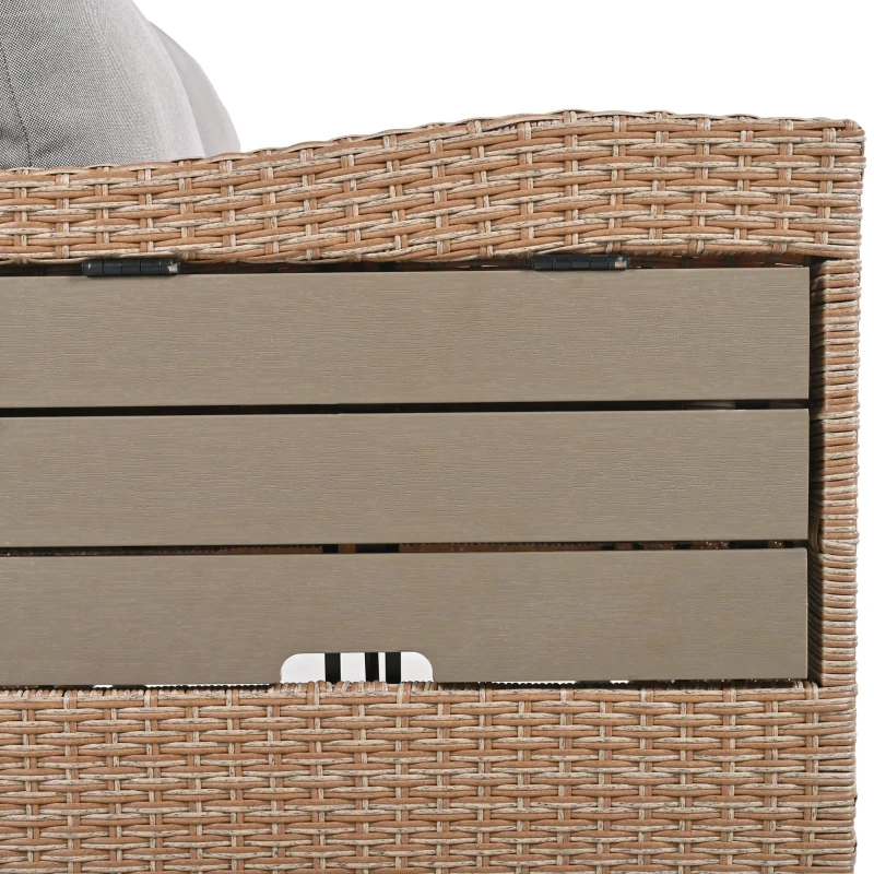 5-Piece Rattan Patio Sofa with Extendable Side Table & Dining Table, All-Weather Wicker Sectional for Garden, 47" L x 27.5" W x 27.5" H, Brown