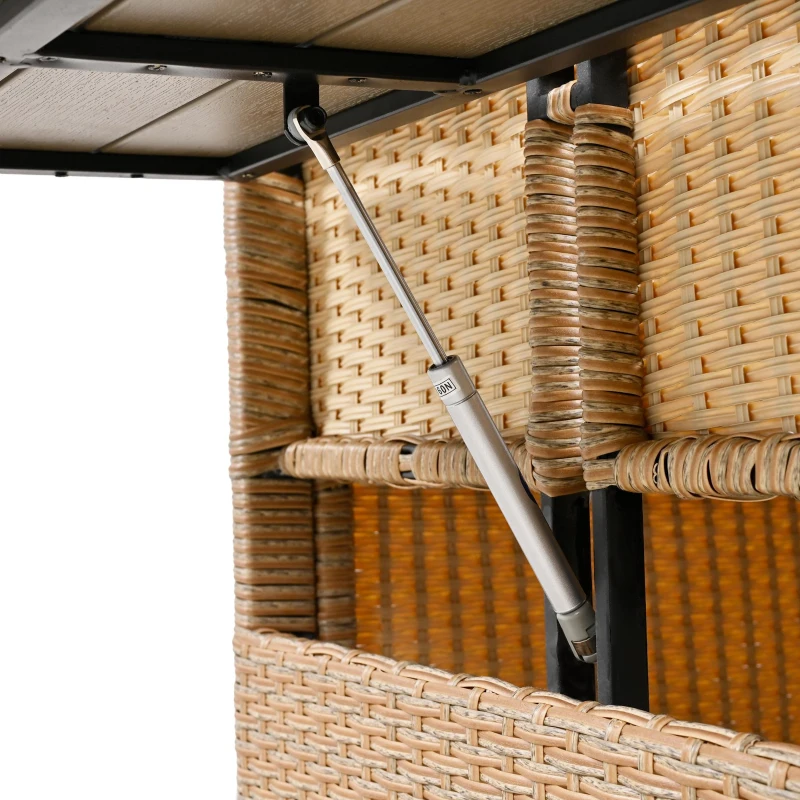 5-Piece Rattan Patio Sofa with Extendable Side Table & Dining Table, All-Weather Wicker Sectional for Garden, 47" L x 27.5" W x 27.5" H, Brown