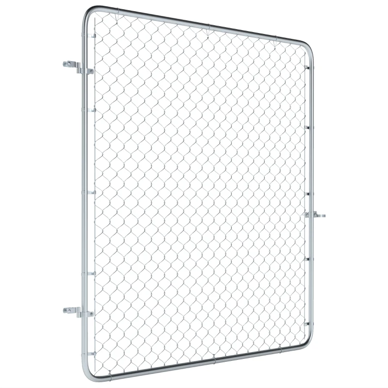 Outsunny Garden Gate Chain Link Fence Gate, Galvanized Steel Garden Door for Yard Entrance Way, 70.9 x 70.9 in., Silver