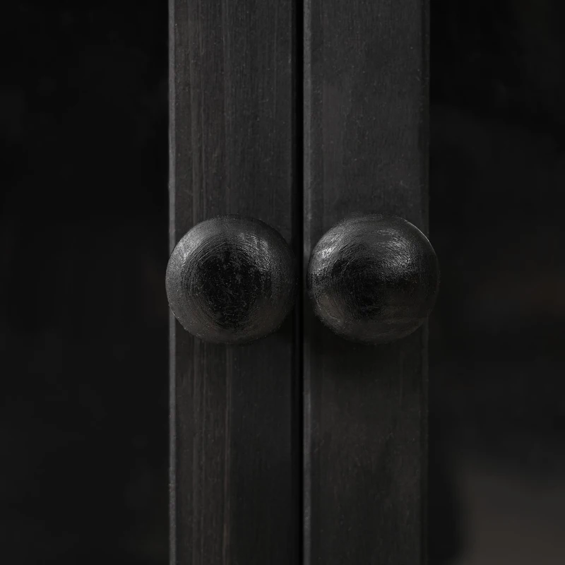 Walk-In Wooden Greenhouse with 2 Folding Shelf & 4 Skylight, Sturdy Fir Wood Cold Frame for Backyard, 58'' L x 29'' W x 78'' H, Black