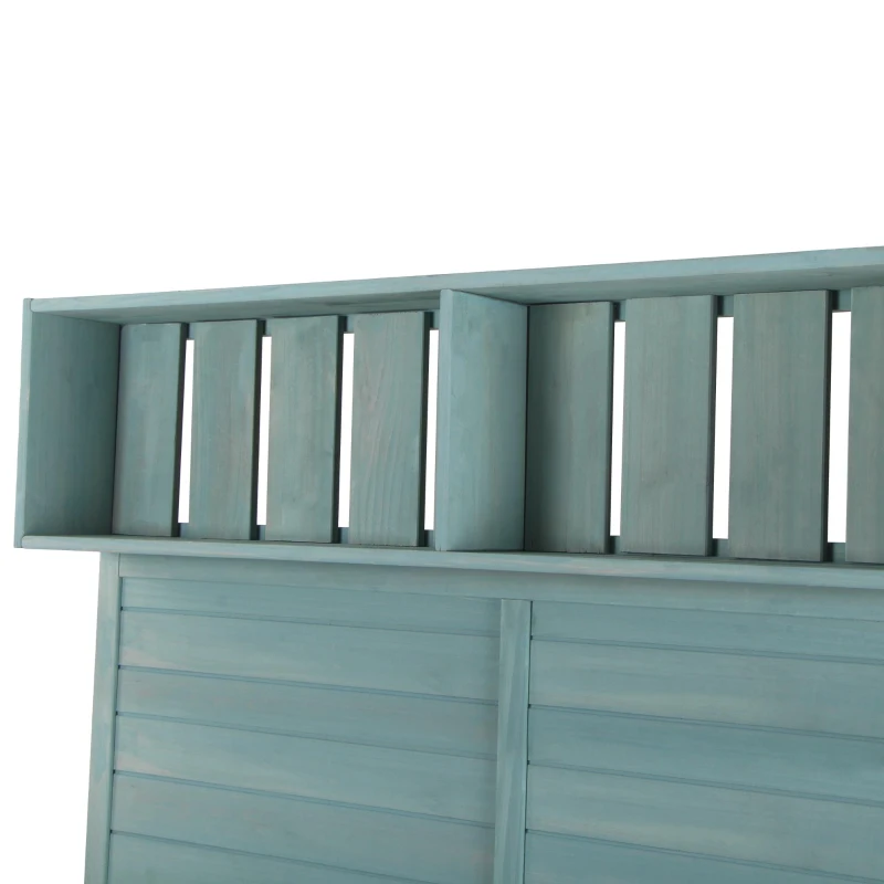 Outdoor Potting Bench with 4 Storage Shelf & Side Hook, Rustic Garden Workstation with Fir Wood Frame, 47'' L x 19.5'' W x 65'' H, Green