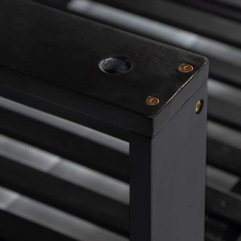 Twin Size Porch Swing Daybed with 4 Hanging Ropes and High Back, Acacia Wood Swing Bench for Garden, 82'' L x 40.5'' W x 27.5'' H, Black