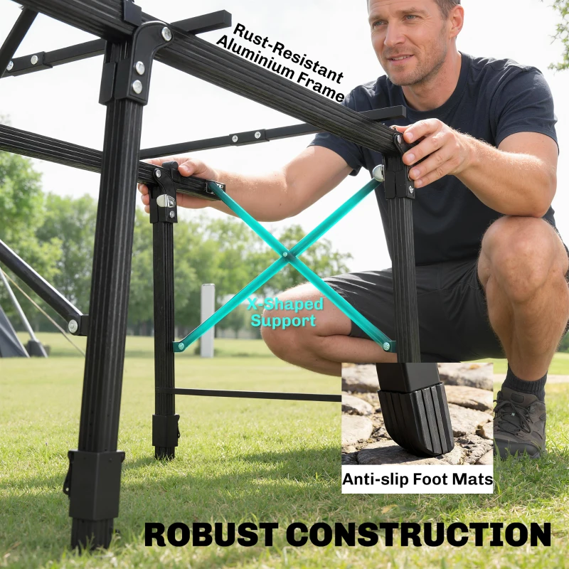 Outsunny 3ft Aluminum Small Folding Table, Portable Camping Table with Storage Bag, Carry Bag for Outdoor Picnic BBQ, Black