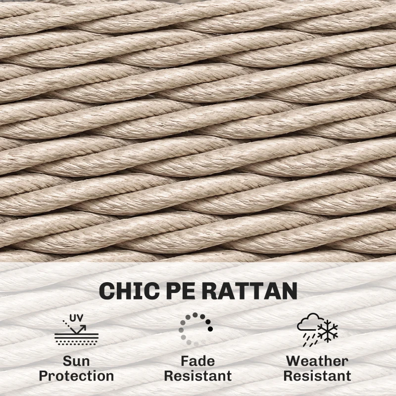 Outsunny Rattan Outdoor Coffee Table, 2-Tier Small Garden Side Table with Storage Shelf, Tempered Glass Top, Adjustable Footpads