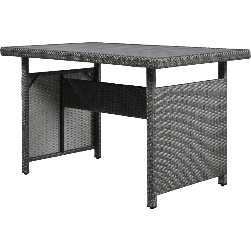 5-Piece Rattan Patio Sofa with Extendable Side Table & Dining Table, All-Weather Wicker Sectional for Garden, 47" L x 27.5" W x 27.5" H, Gray