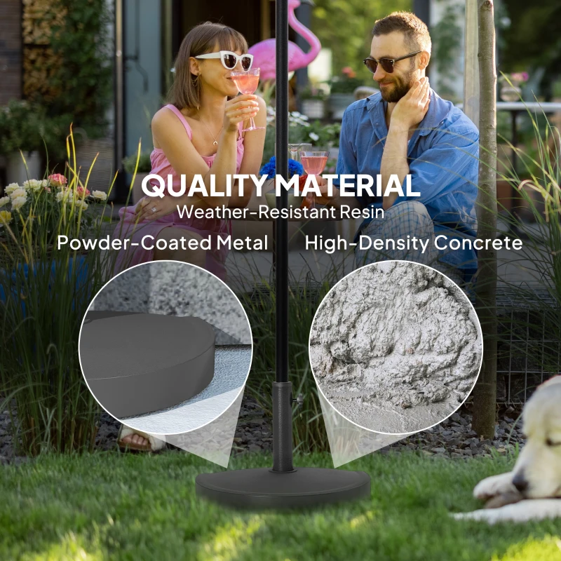Outsunny 20 lbs Resin Half Parasol Base Outdoor Umbrella Stand Weight, Concrete Garden Parasol Stand, Black
