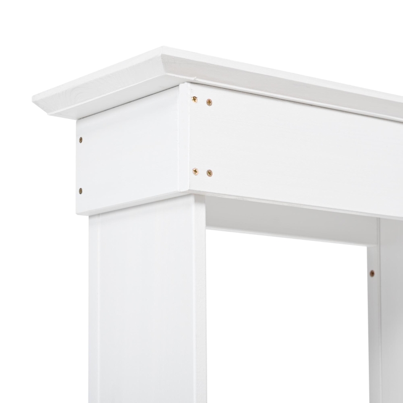 Garden Potting Bench with Hutch, 6 Drawer & 2 Cabinet, Tall Wood Workstation with 3 Shelf & Side Hooks, 50'' L x 20.5'' W x 65.5'' H, White