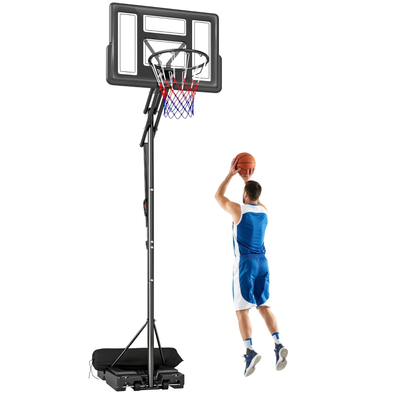 Soozier Basketball Hoop, 7.7 FT to 10 FT Adjustable, Portable Basketball Goal with 43'' Shatterproof Backboard,Fillable Base