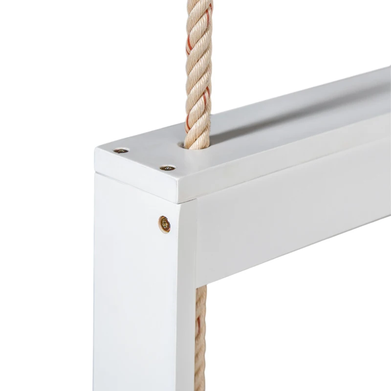 Twin Daybed Porch Swing with 4 Rope for Patio or Garden, Wood Swing Bench with Farmhouse Design, 82'' L x 40.5'' W x 27.5'' H, White