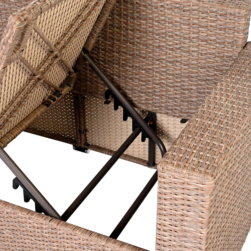 6-Piece Patio Rattan Set with Adjustable Lounger & Storage Box, All-Weather Wicker Furniture for Garden, 75.5" L x 27.5" W x 28.5" H, Natural