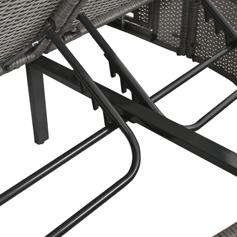 All-Weather Rattan Daybed with Adjustable Backrest, Stylish Chaise Lounge with Thick Cushion for Poolside, 78.5" L x 55.5" W x 16.5" H, Gray