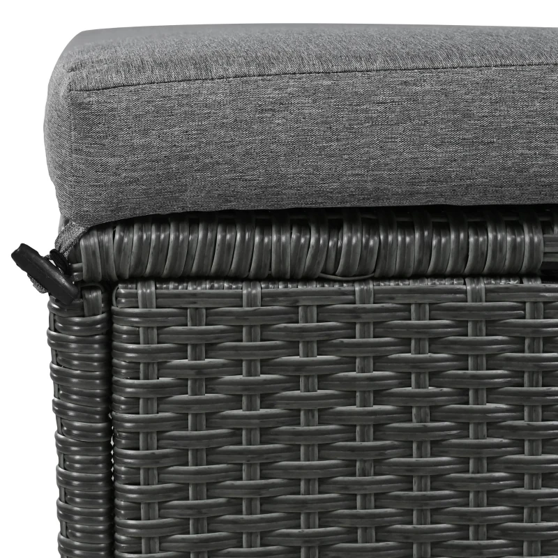 5-Piece Rattan Patio Sofa with Extendable Side Table & Dining Table, All-Weather Wicker Sectional for Garden, 47" L x 27.5" W x 27.5" H, Gray