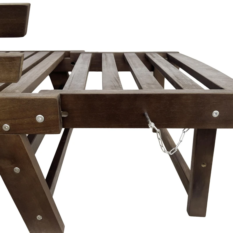 Expandable Acacia Wood Daybed with Cushions, Adjustable Patio Chaise Lounge for Compact Space, 78.5" L x 21.5" W x 32" H, Gray