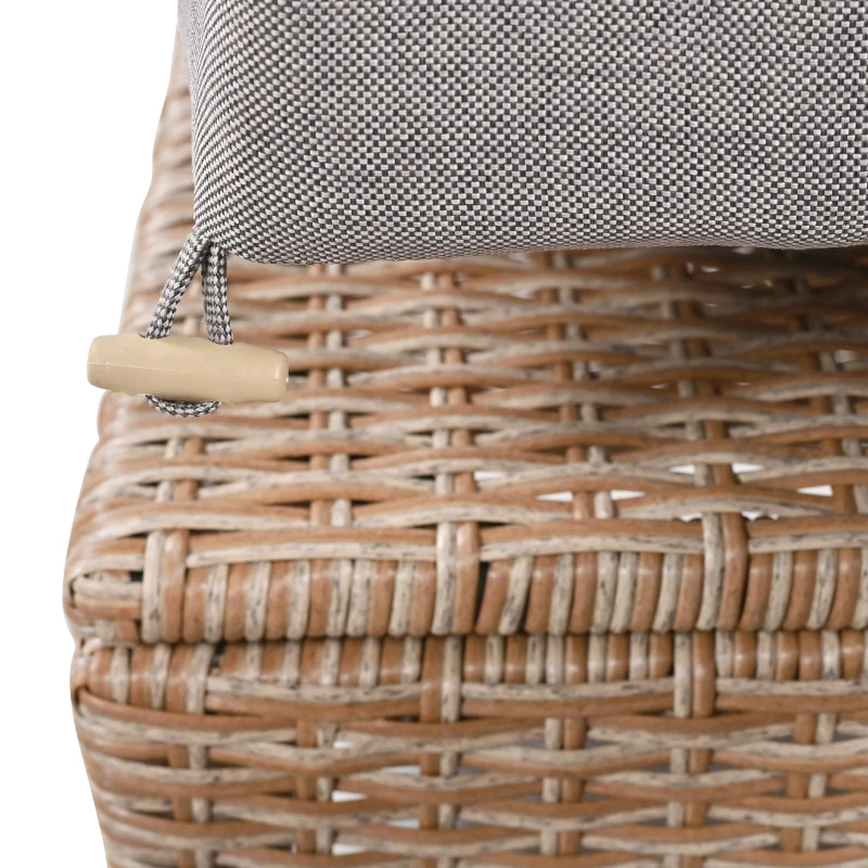 5-Piece Rattan Patio Sofa with Extendable Side Table & Dining Table, All-Weather Wicker Sectional for Garden, 47" L x 27.5" W x 27.5" H, Brown