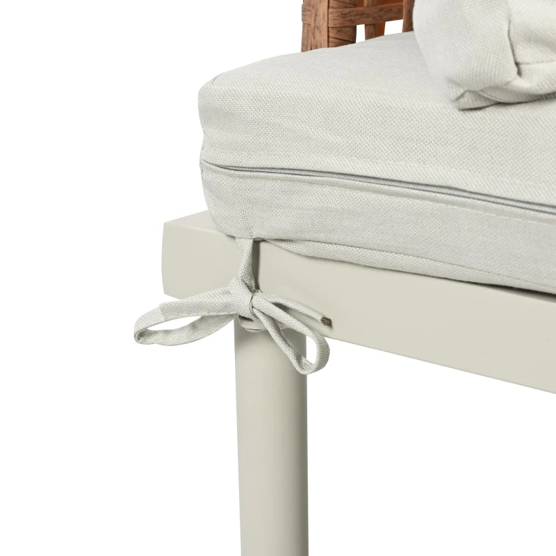 6-Piece Half Moon Patio Set with 2 Nesting Table for Backyard, Modular Wicker Sectional Sofa with Cushion, 34.5'' L x 25.5'' W x 12.5'' H, Beige