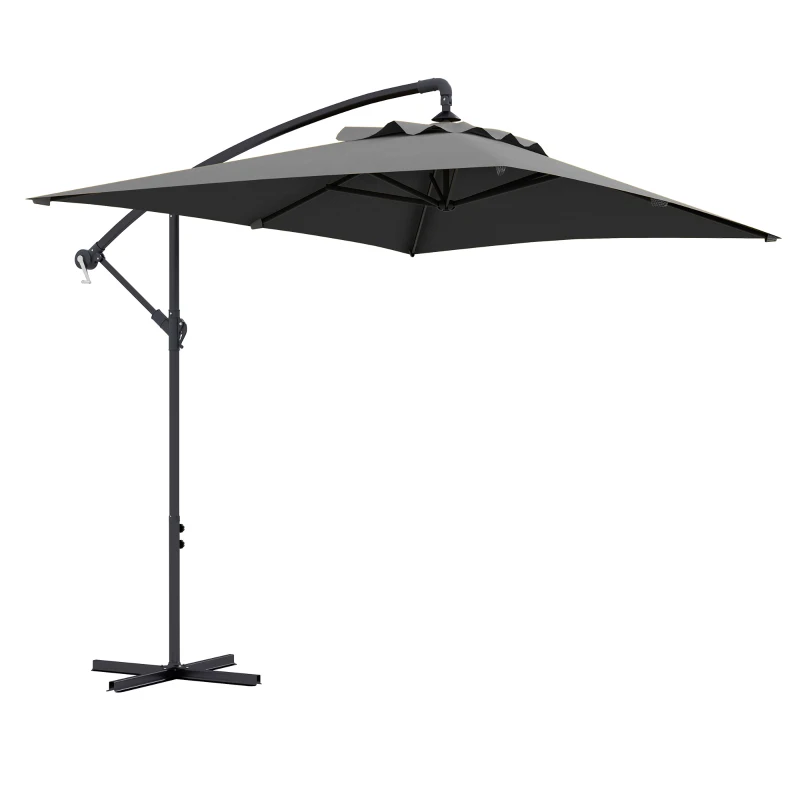 Outsunny 3(m) patio offset umbrella, with Cross Base - Dark Grey