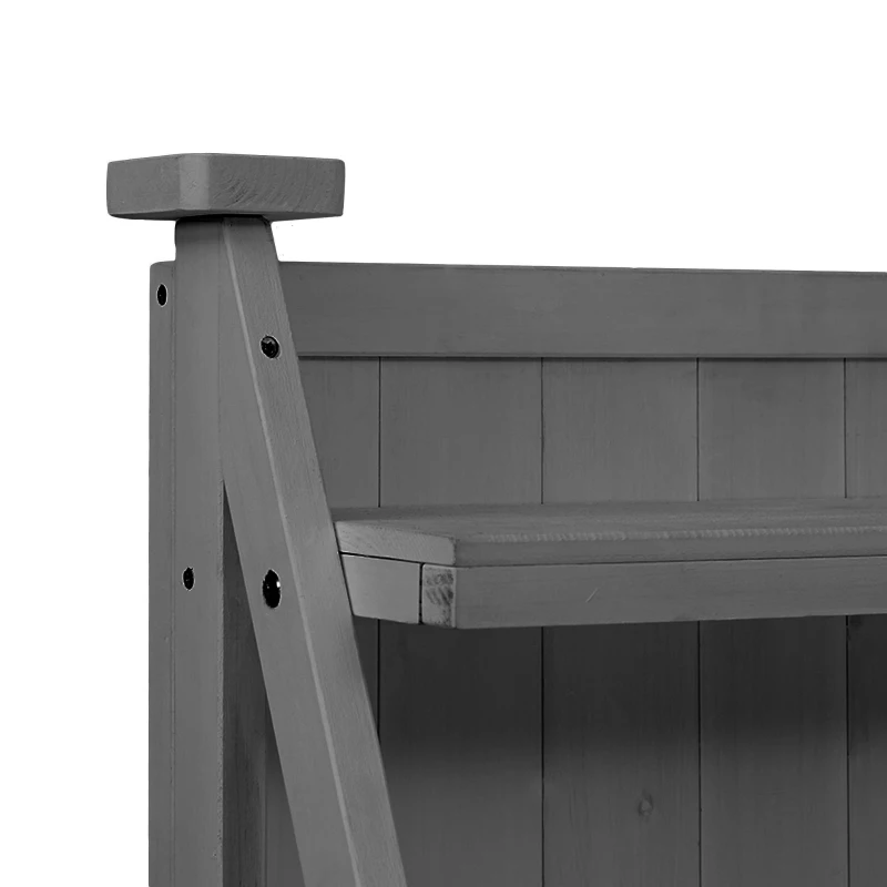 Fir Wood Potting Bench with Drawer & Cabinet for Garden, Outdoor Garden Workstation with Three-Tier Shelf, 47'' L x 23'' W x 65'' H, Gray