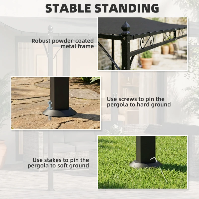 Outsunny 11.5' x 8.2' Outdoor Pergola, Wall Mounted Lean to Pergola with Metal Frame, UPF30+, Garden Gazebo