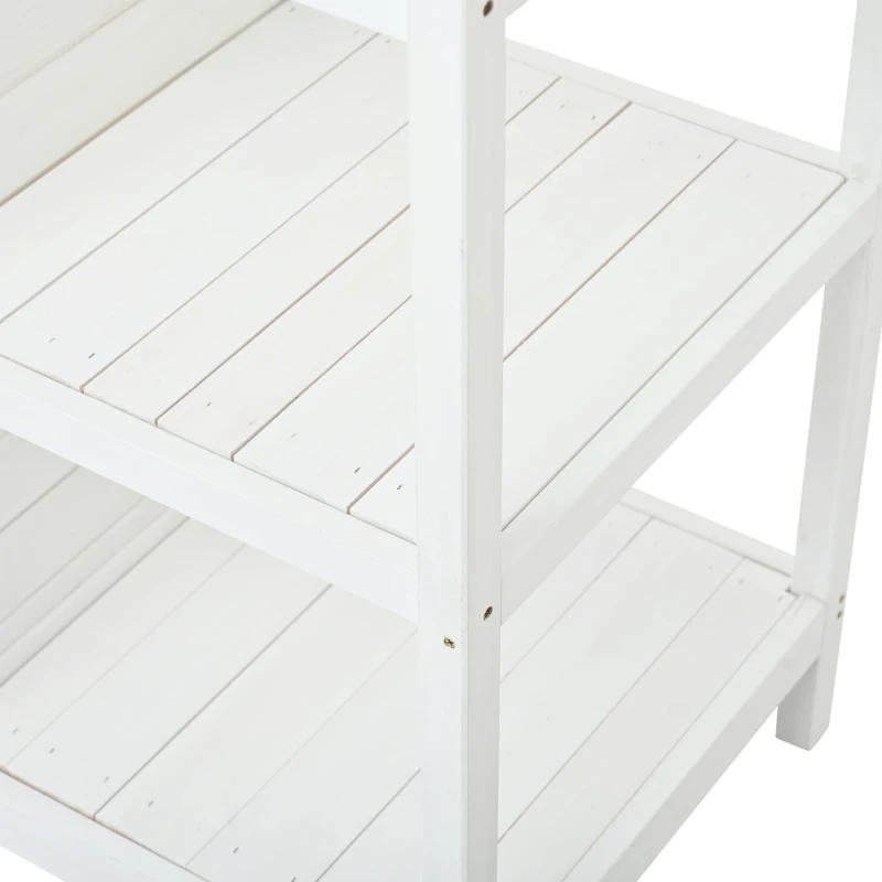 Large Wooden Potting Bench with 2 Drawer, Cabinet, Open Shelf, Farmhouse Garden Workstation for Backyard, 50'' L x 19.5'' W x 66'' H, White