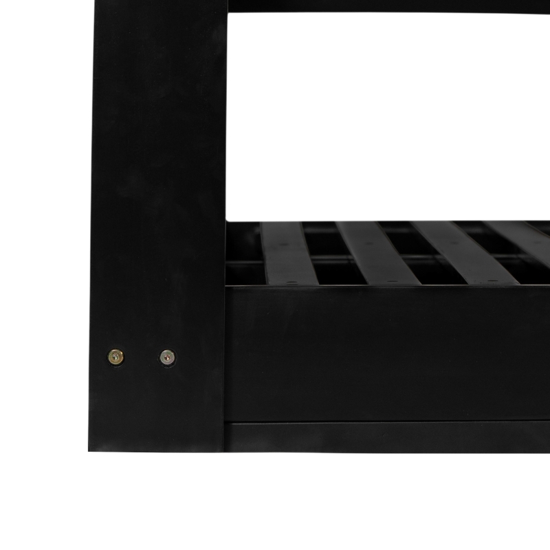 Twin Size Porch Swing Daybed with 4 Hanging Ropes and High Back, Acacia Wood Swing Bench for Garden, 82'' L x 40.5'' W x 27.5'' H, Black