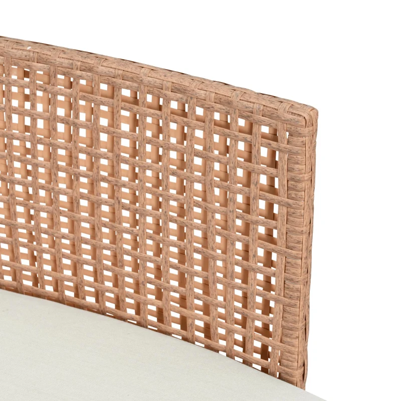 6-Piece Half Moon Patio Set with 2 Nesting Table for Backyard, Modular Wicker Sectional Sofa with Cushion, 34.5'' L x 25.5'' W x 12.5'' H, Beige