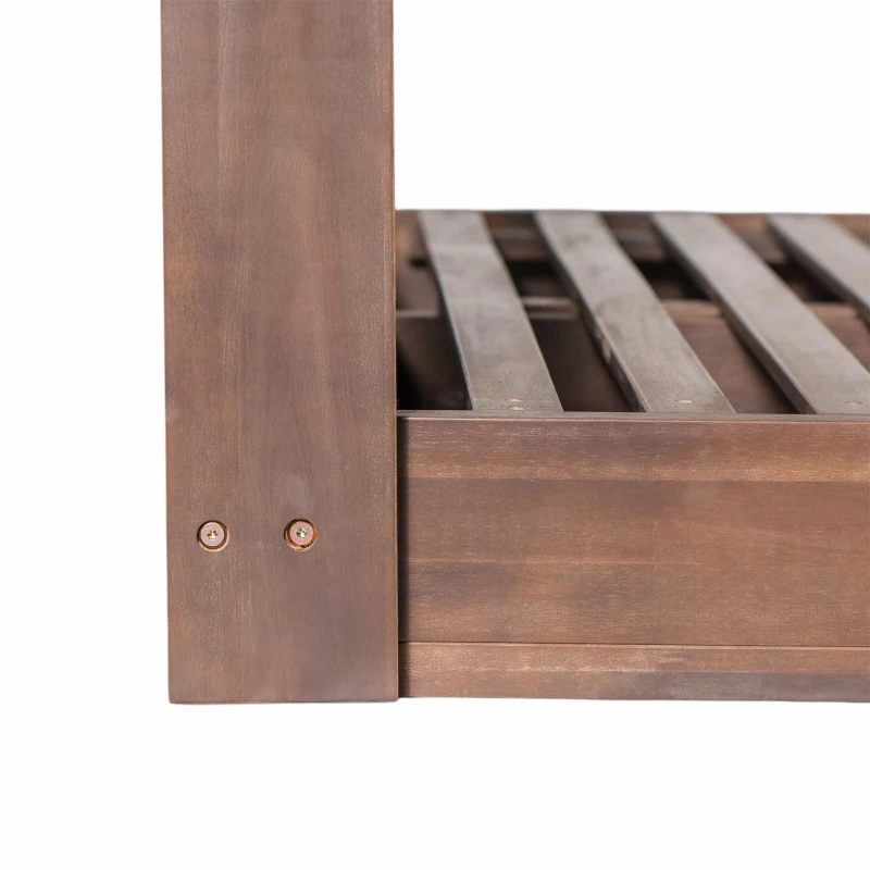 Twin Size Farmhouse Swing Daybed for Backyard Relaxation, Acacia Wood Porch Swing with 4 Hanging Rope, 82'' L x 40.5'' W x 27.5'' H, Brown