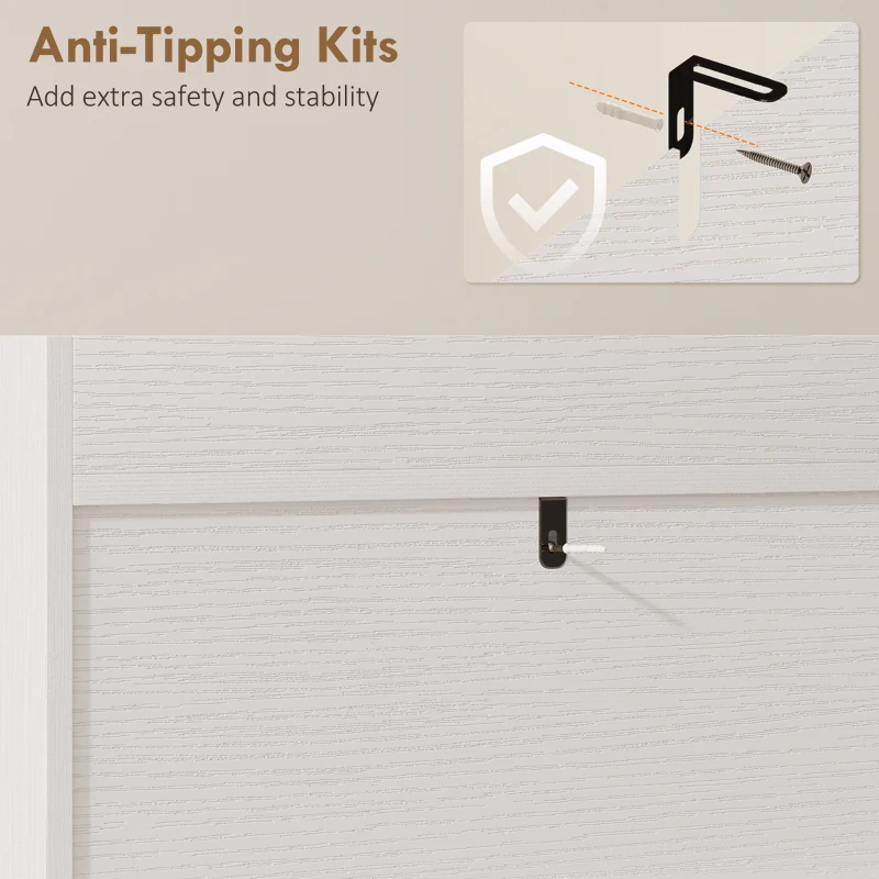 HOMCOM Shoe Cabinet with 2 Flip Drawers, Boho Narrow Shoe Storage Cabinet, White