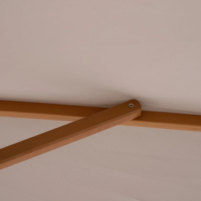 Outsunny 7' x 10' Wooden Patio Umbrella, Rectangle Garden Parasol, Outdoor Sunshade Canopy with Bamboo Ribs for Garden, Grey