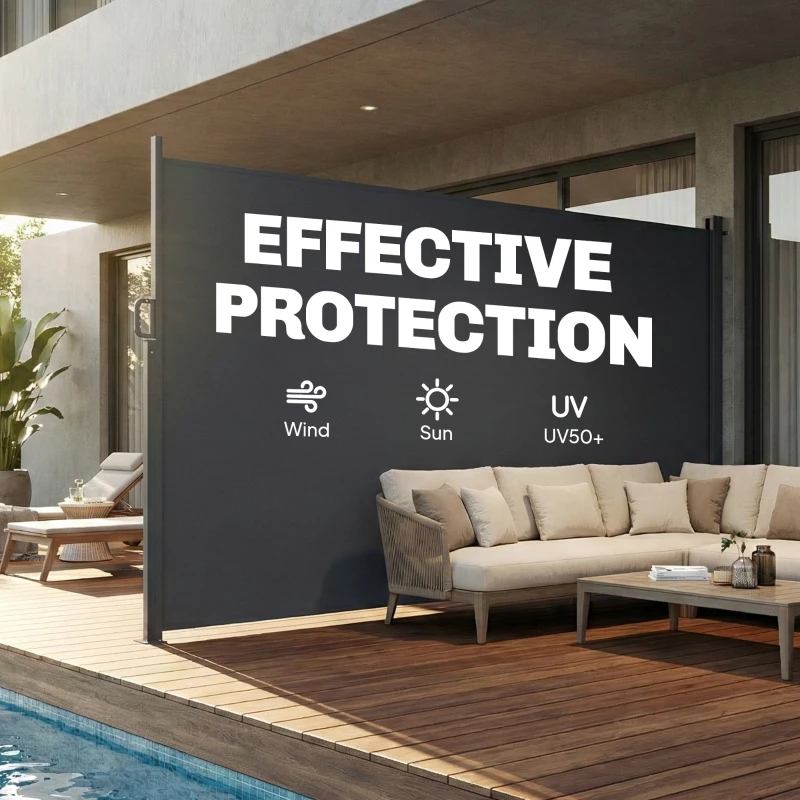 Outsunny Retractable Side Awning, 165" x 73" Outdoor Privacy Screen, Water-Resistant, UV 50+, Dark Grey