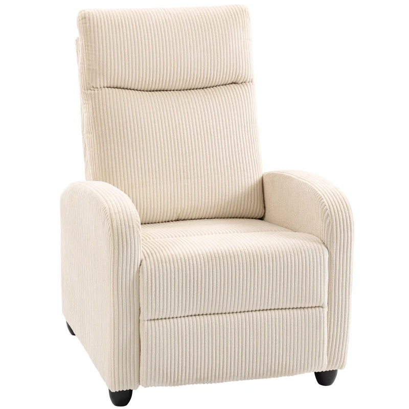 HOMCOM Fabric Recliner Chair Manual Home Theater Seating Single Reclining Sofa Chair with Padded Seat for Living Room, Beige