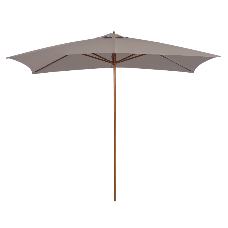 Outsunny 7' x 10' Wooden Patio Umbrella, Rectangle Garden Parasol, Outdoor Sunshade Canopy with Bamboo Ribs for Garden, Grey