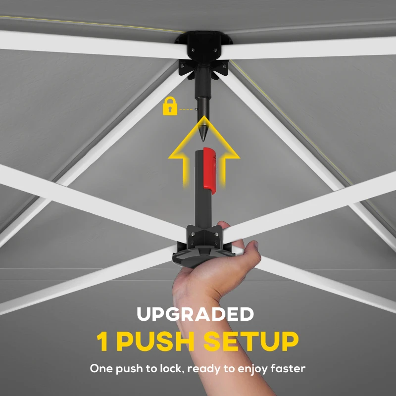 Outsunny 9.6 x 9.6 ft Pop Up Canopy Tent with 4 Sidewalls, UPF 50+ 1-Button Push Easy Setup Outdoor Instant Canopy, Light Grey