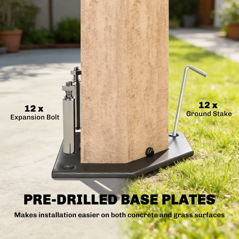 Outsunny 8 x 6ft Hardtop Grill Gazebo, BBQ Gazebo with Metal Double Roof, Outdoor Grill Canopy with Wood-Grain Aluminum Frame