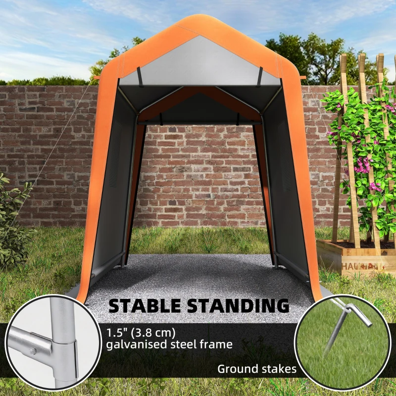 Outsunny 6' x 8' Portable Shed, Outdoor Storage Shed Tent with Doors, Windows, Waterproof Motorcycle Bike Tent, Light Grey