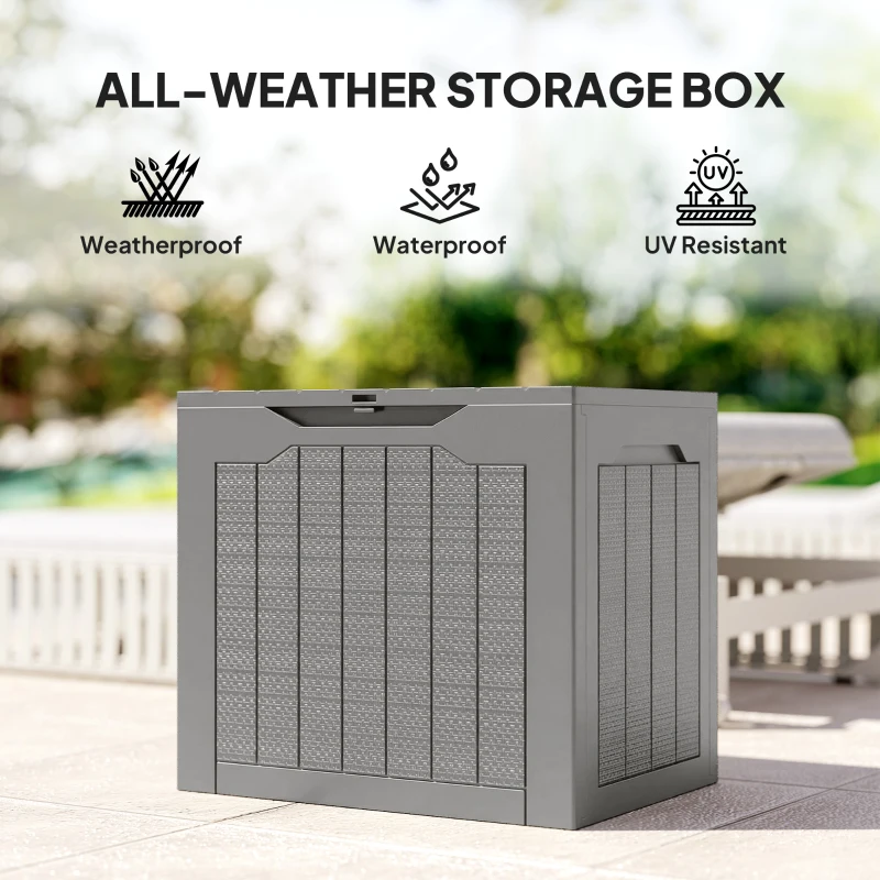 Outsunny 28 Gallon Deck Box, Resin Outdoor Storage Box with Handles, Waterproof and UV Resistant Storage Container
