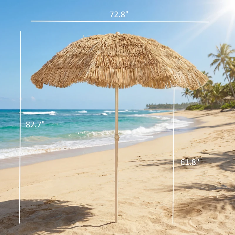 Outsunny 6FT Tiki Umbrella, Outdoor Hawaiian Style Patio Umbrella with 8 Ribs, Carry Bag, Outdoor Tiki Bar, Tropical Palapa