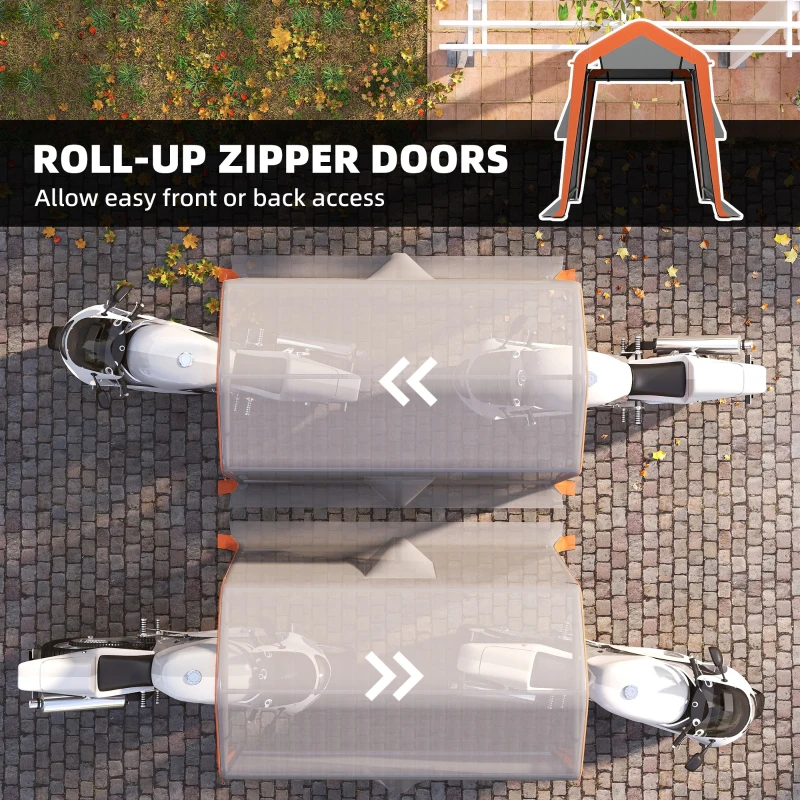 Outsunny 6' x 8' Portable Shed, Outdoor Storage Shed Tent with Doors, Windows, Waterproof Motorcycle Bike Tent, Light Grey