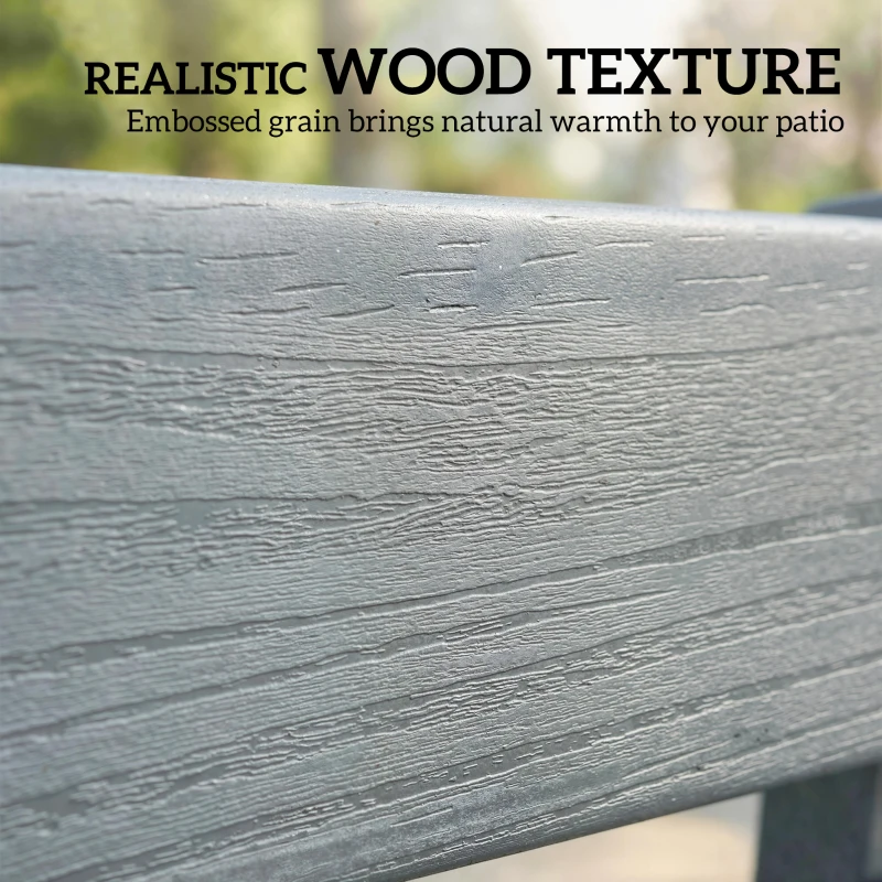 Outsunny Outdoor Bench, HDPE Weatherproof Garden Bench, 2-Person Garden Seating with Slatted Seat