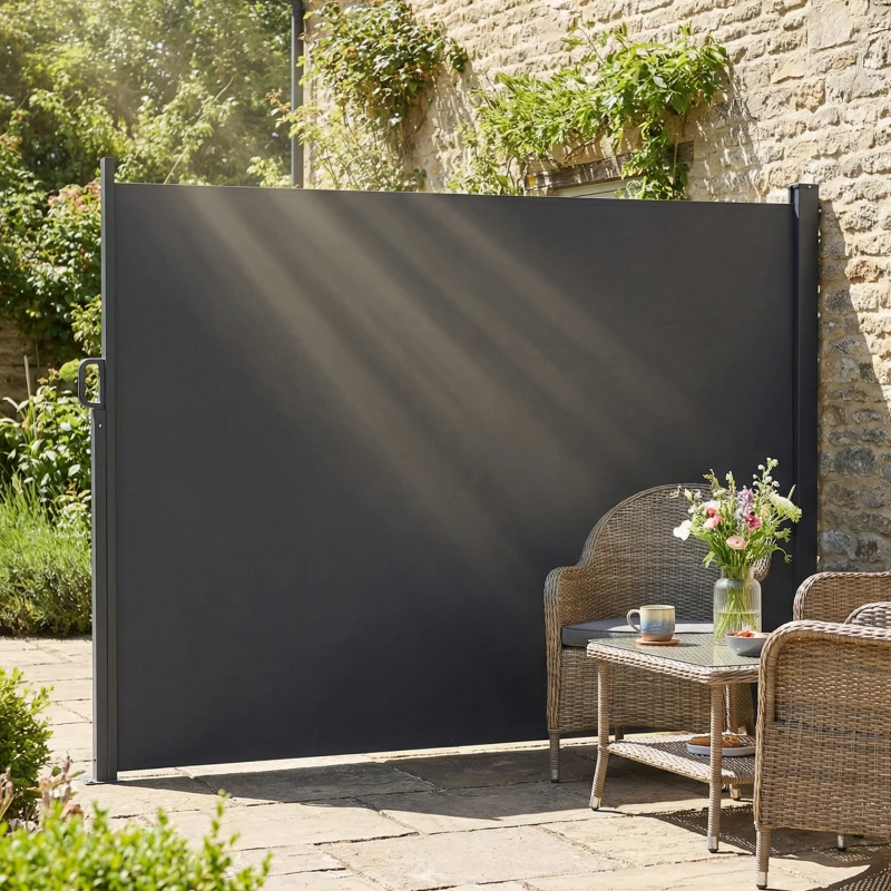 Outsunny Retractable Side Awning, 165" x 73" Outdoor Privacy Screen, Water-Resistant, UV 50+, Dark Grey