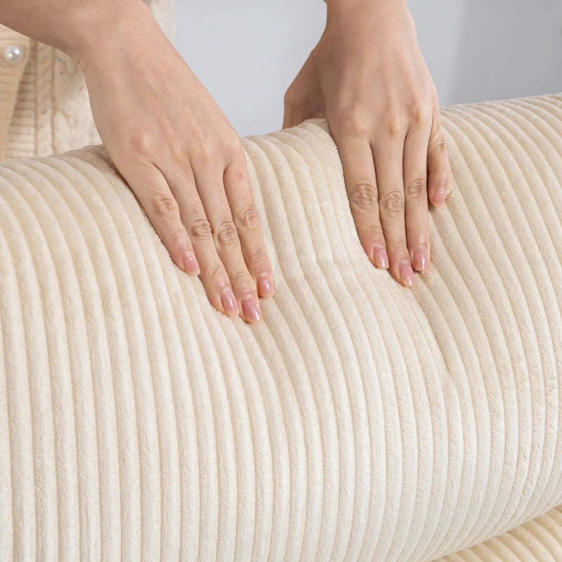 HOMCOM Fabric Recliner Chair Manual Home Theater Seating Single Reclining Sofa Chair with Padded Seat for Living Room, Beige