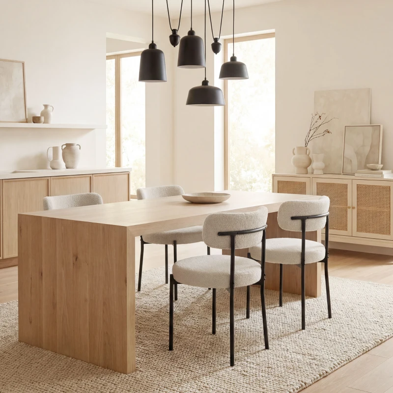 HOMCOM 4 Pieces Kitchen Chairs, Modern Dining Chairs w/ Berber Fleece Upholstery and Steel Legs for Living Room, Beige