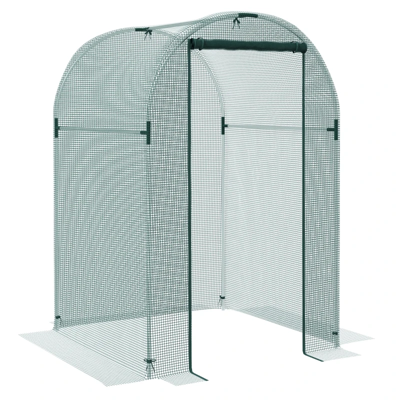 Outsunny Galvanized Steel Crop Cage, Plant Protection Tent with Zippered Door, 4' x 4', Green