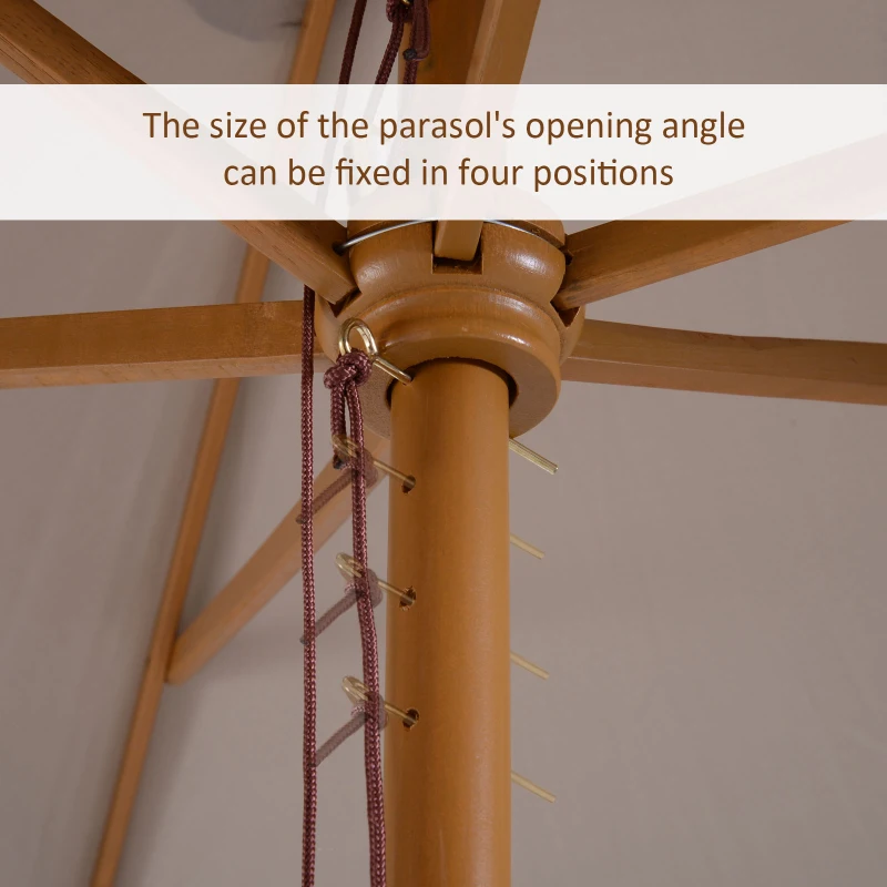 Outsunny 7' x 10' Wooden Patio Umbrella, Rectangle Garden Parasol, Outdoor Sunshade Canopy with Bamboo Ribs for Garden, Grey