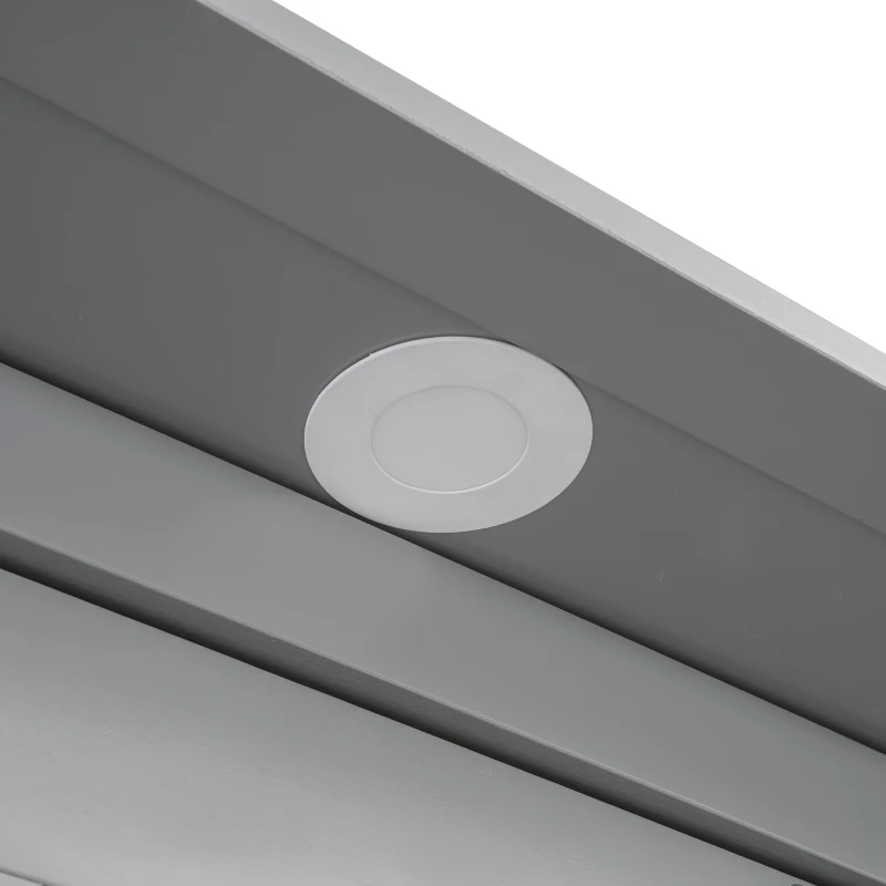 Full Size Murphy Bed with Shelves, LED Lights, Space-Saving Wall Bed with Flexible Slats, Dual Piston Mechanism, 87" L x 81" W x 83.5" H, Grey