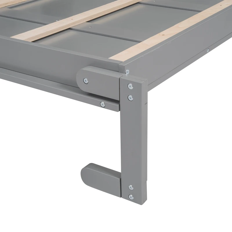 Full Size Murphy Bed with Shelves, LED Lights, Space-Saving Wall Bed with Flexible Slats, Dual Piston Mechanism, 87" L x 81" W x 83.5" H, Grey