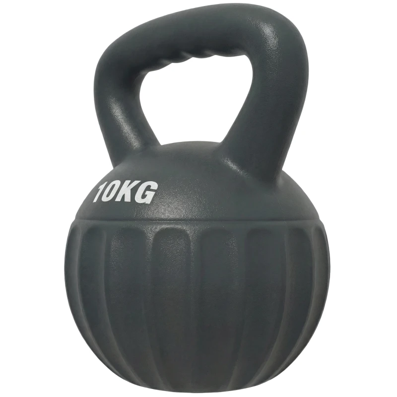 Soozier Kettlebell, 22 lbs Kettle Bell with Non-Slip Handle for Home Gym, Weight Lifting and Strength Training, Grey